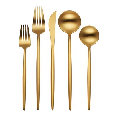 Hampton Forge Zephyr 45 Piece Flatware Set Satin Gold 894758, MPN: 894758, 733652177690
