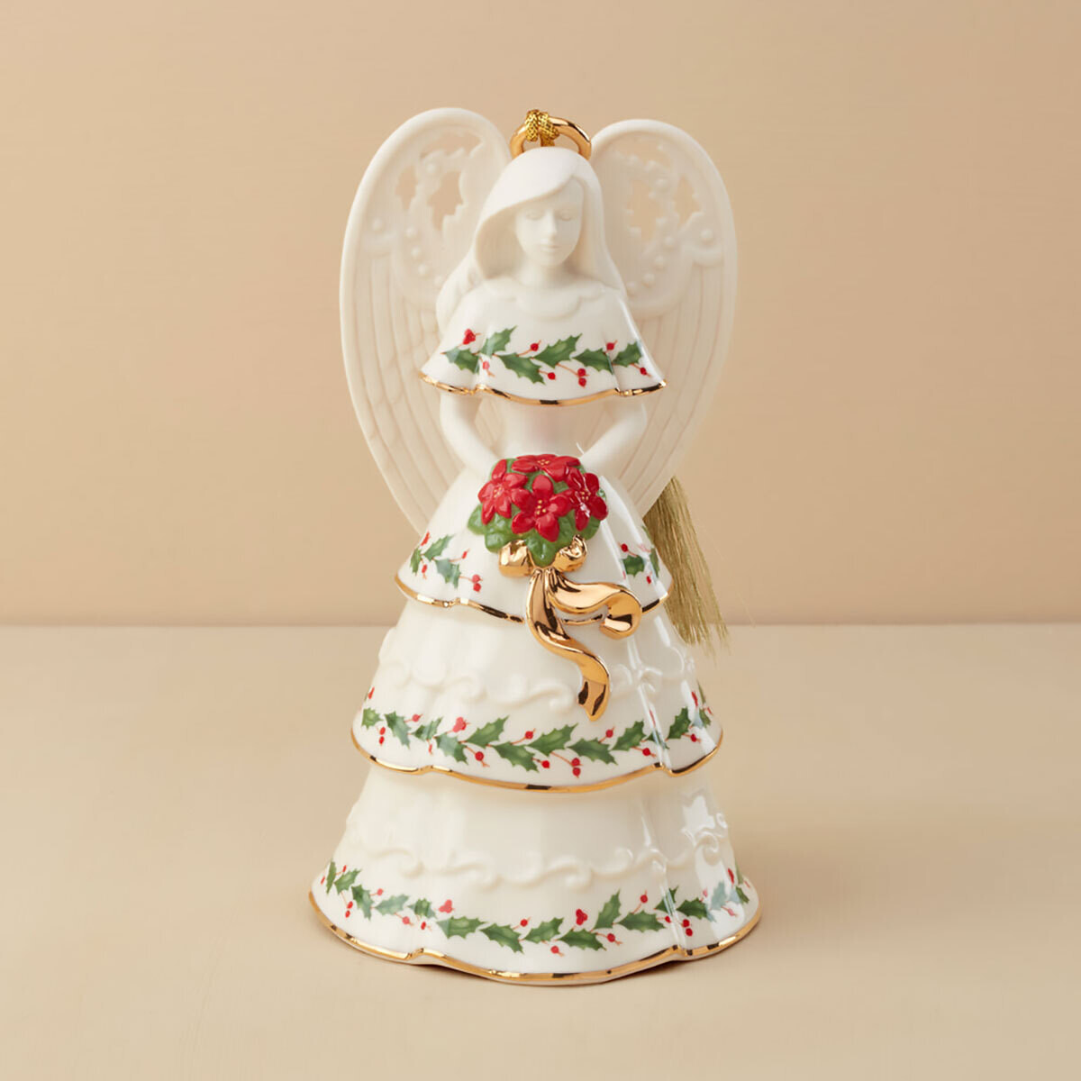 Lenox Holiday Angel Bell Holding Flowers Ornament 895778