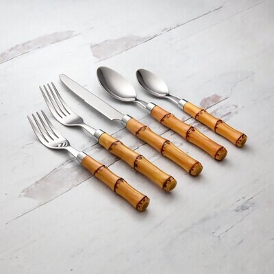 Cambridge Bamboo Plastic 20 Piece Flatware Set Rm Ea 37820DS, MPN: 37820DS, 719978378218