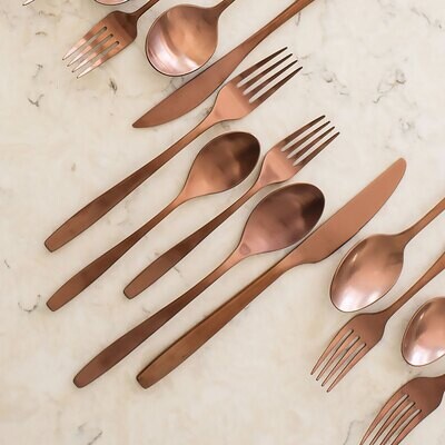 Cambridge Averie Pvd-Cpr Satin 18/0 Stainless Steel 20 Piece Flatware Set 507020CWG12R, MPN: 507020…
