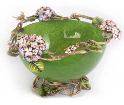Jay Strongwater Sophie Hydrangea Green Glass Bowl SDH2307-229, MPN: SDH2307-229, 848510019866