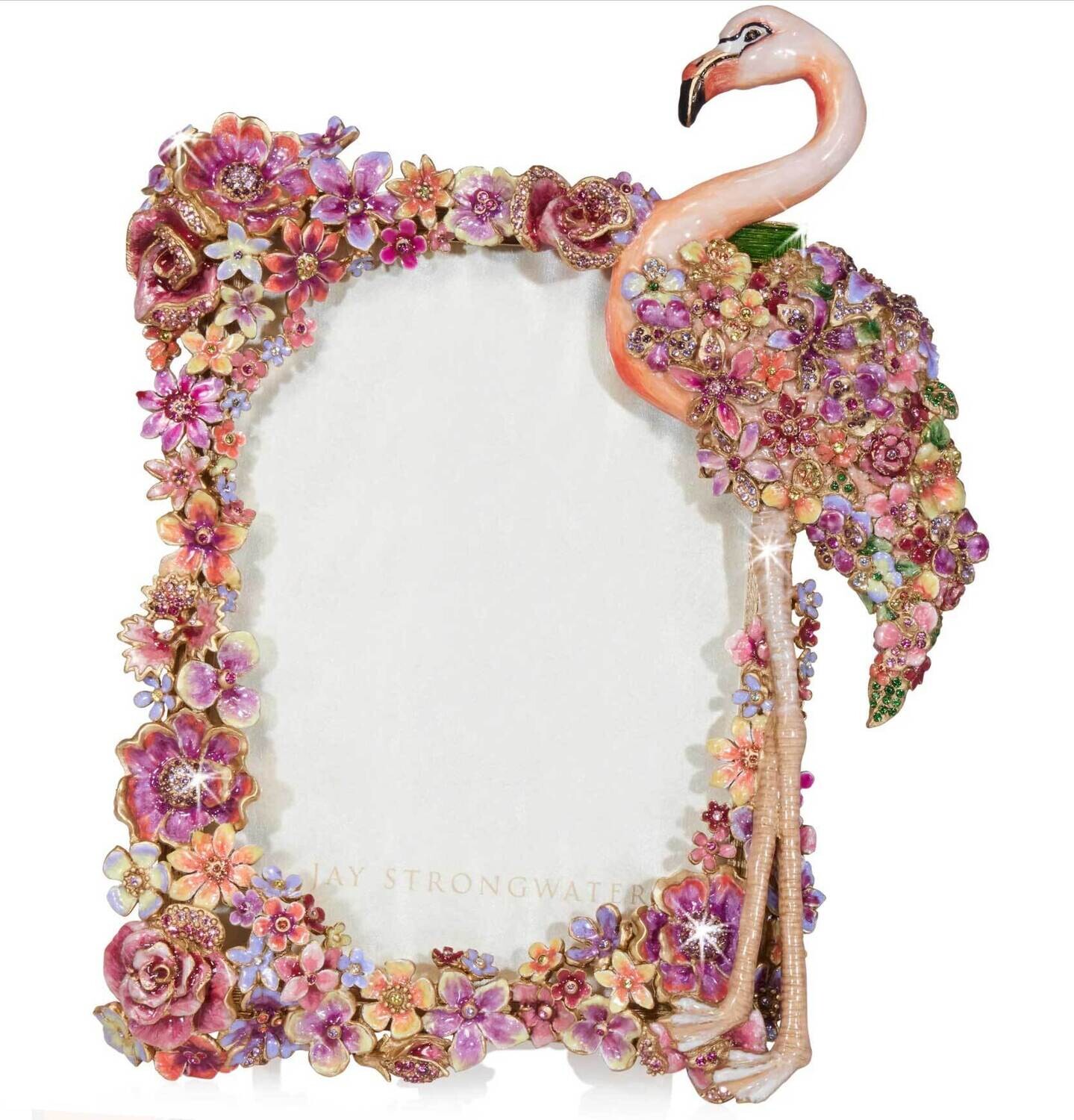 Jay Strongwater Agnes 5 x 7 Inch Floral Flamingo Picture Frame SPF5901-256, MPN: SPF5901-256, 84851…