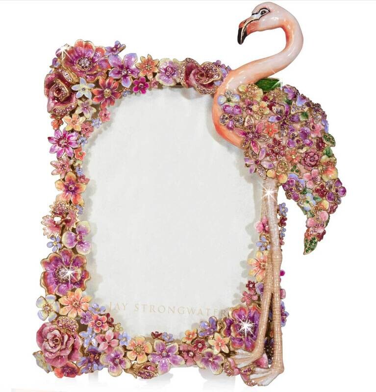 Jay Strongwater Agnes 5 x 7 Inch Floral Flamingo Picture Frame SPF5901-256