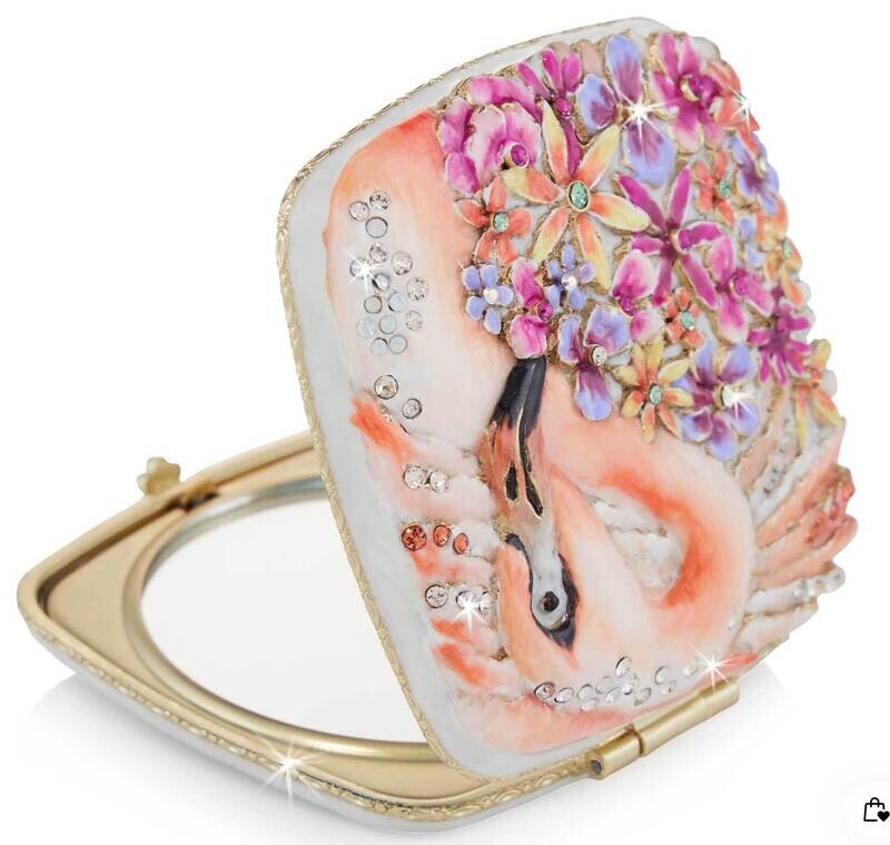 Jay Strongwater Lily Floral Flamingo Compact SCB8090-256