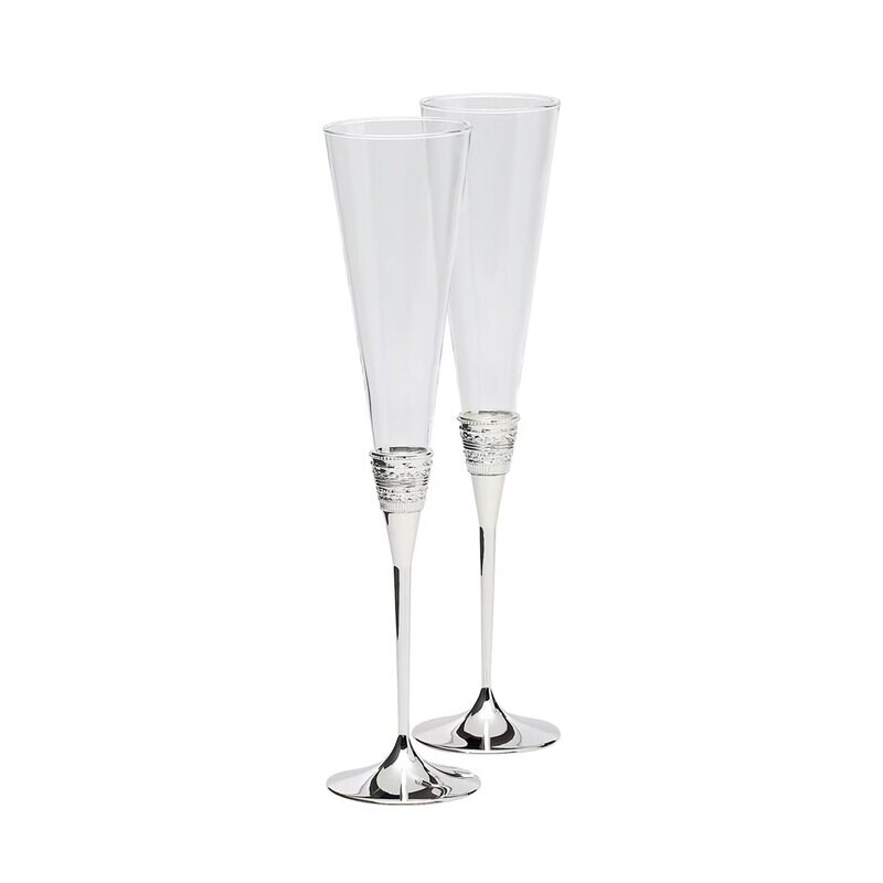 Wedgwood Vera Wang With Love Toasting Flute Silver Set of 2 57003606117