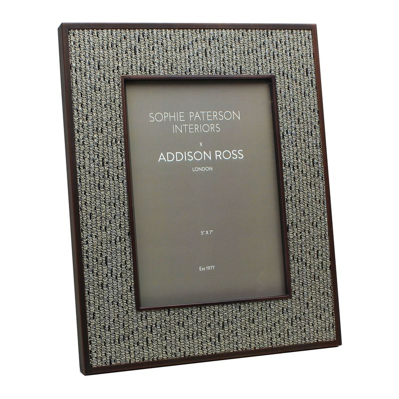 Addison Ross 8 x 10 Inch Picture Frame Faux Grey Tweed Rattan FR9100
