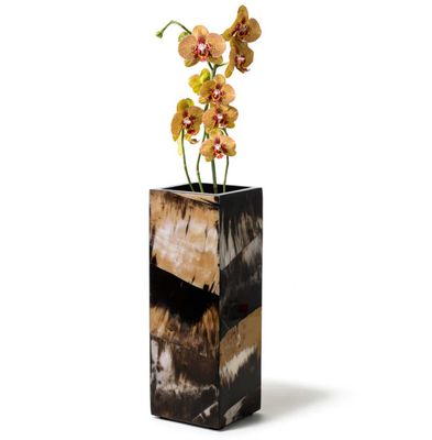 LADORADA Horn Veneer Square 16&quot; Vase FV-HL-NA-1606, MPN: FV-HL-NA-1606,