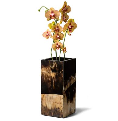 LADORADA Horn Veneer Square 12&quot; Vase FV-HL-NA-1206, MPN: FV-HL-NA-1206,