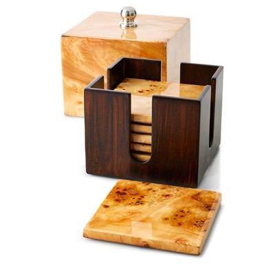 LADORADA Burl Luxe Box Set Coaster Set DC-BU-BH-0606, MPN: DC-BU-BH-0606,