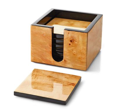 LADORADA Burl Veneer Box Coaster Set CO-BU-OV-0505, MPN: CO-BU-OV-0505,