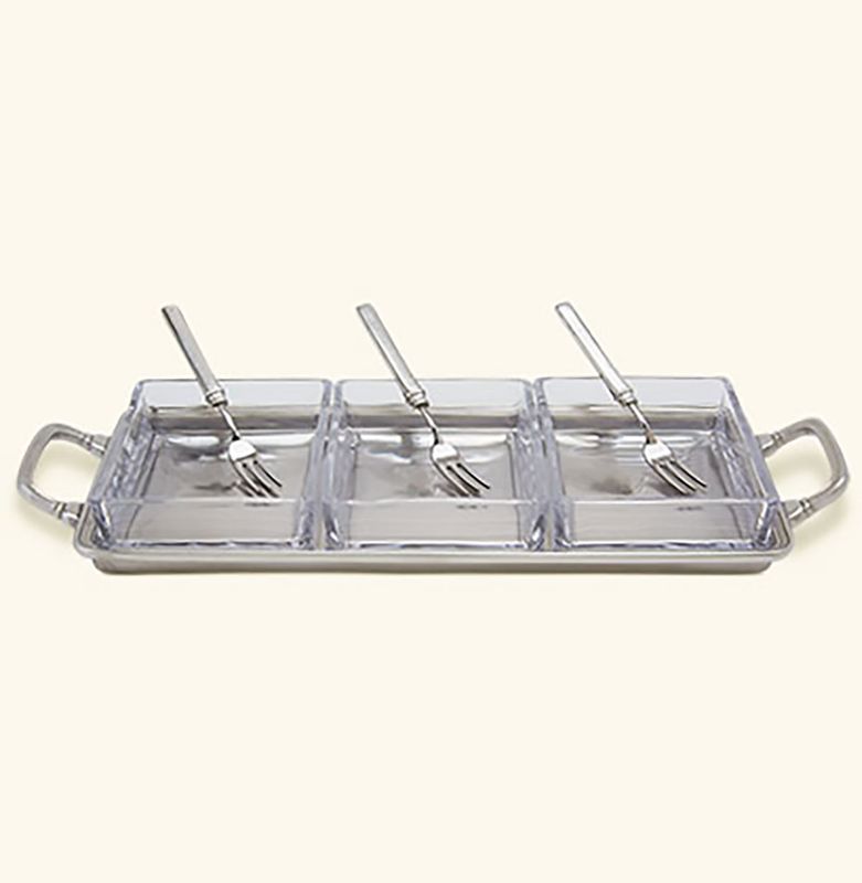 Match Pewter Crudite Tray With 3 Cocktail Forks 1115.8