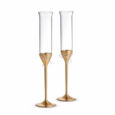 Wedgwood Vera Wang Love Knots Toasting Flute Gold Set of 2 40015390, MPN: 40015390, 701587253680