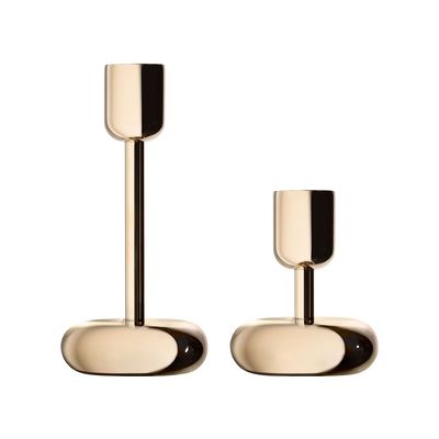 iittala Nappula Candleholder 107+183 Brass 4.21+7.2 Inch 2Set 1063110, MPN: 1063110, 6411923675307