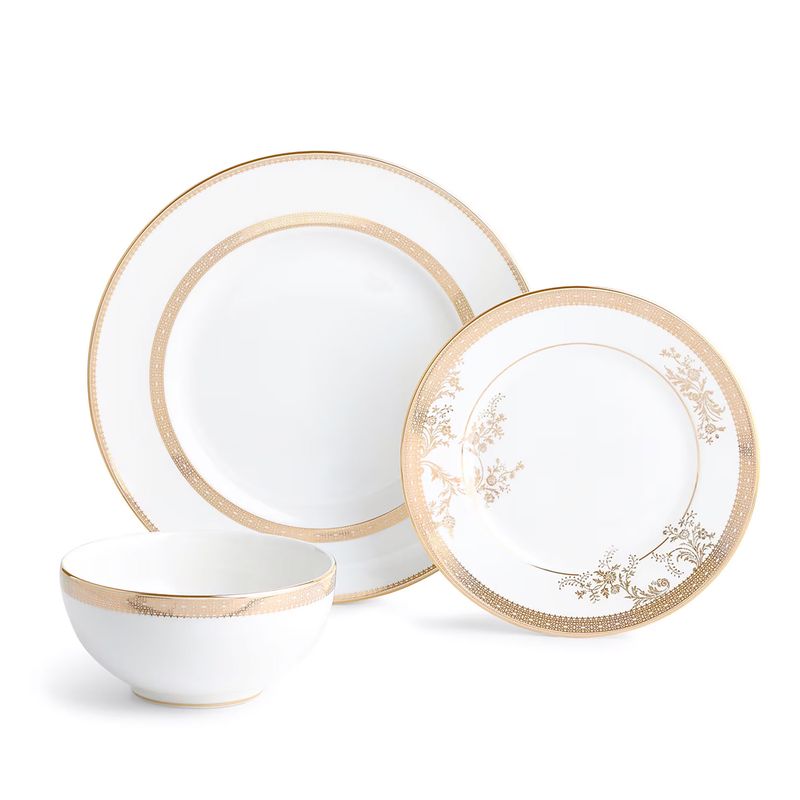 Wedgwood Vera Wang Lace Gold D Inchnerware Set 12 Pieces 1065062