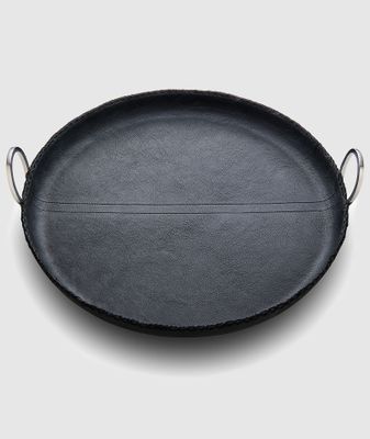 Mary Jurek Durango Black Leather Round Tray DLT003, MPN: DLT003,