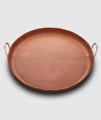 Mary Jurek Durango Brown Leather Round Tray DLTB003, MPN: DLTB003,