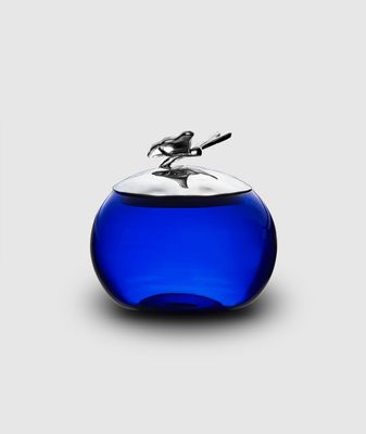 Mary Jurek Butterfly Blue Glass Bowl with Lid BFL005, MPN: BFL005,