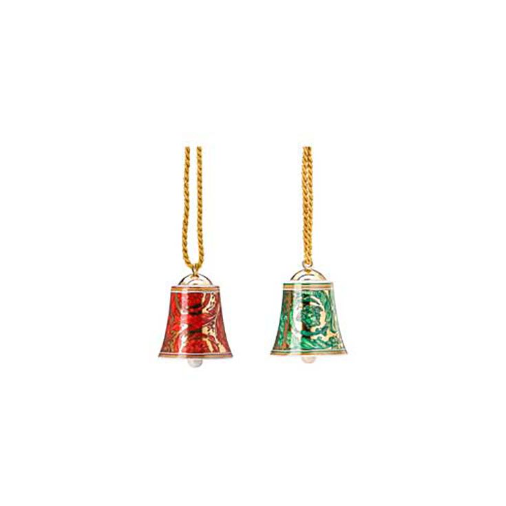 Versace Medusa Garland Red &amp; Green Set 2 Bells 1 Red &amp; 1 Green 14089-409957-28725, MPN: 14089-40995…