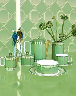 Rosenthal Swarovski Signum Rice Bowl L 4 3/4 Inch X W 4 3/4 Inch X H 2 1/4 Inch Fern Green 14204-42…