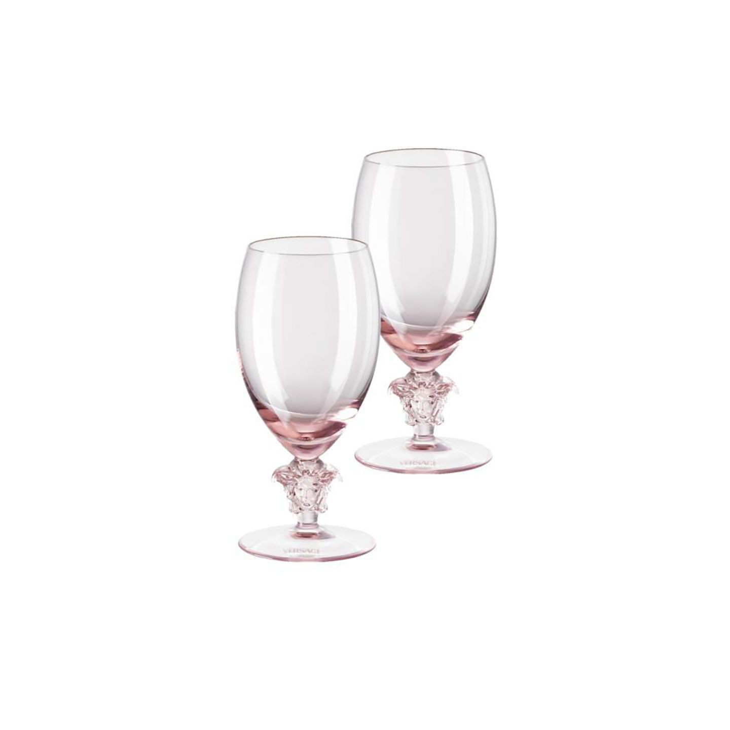 Versace Medusa Lumiere Rose White Wine Set of Two 6 1/2 Inch 69129-321657-48806, MPN: 69129-321657-…