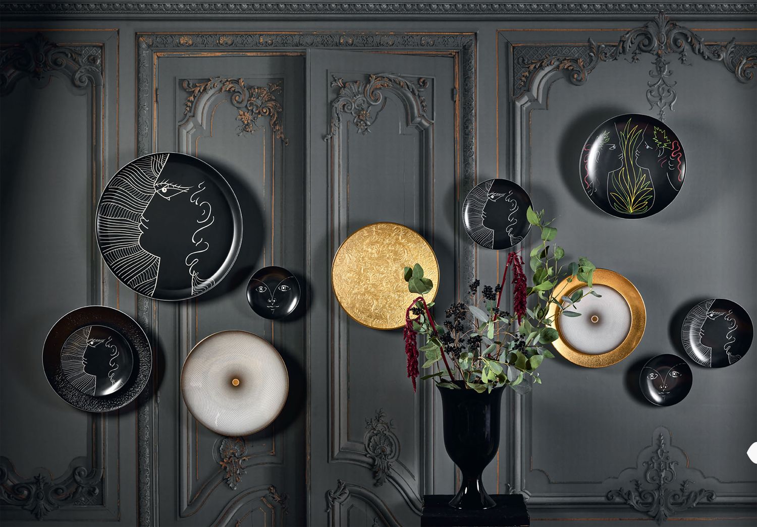 Raynaud Jean Cocteau Noir Coupe Plate Flat D-6.3 Inch 0659-15-113016SB, MPN: 0659-15-113016SB,