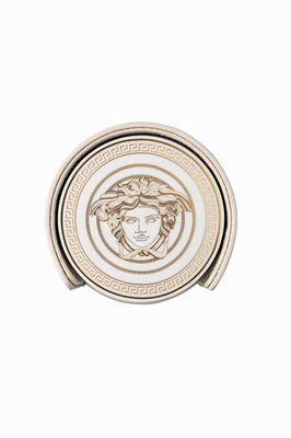 Versace Medusa Gala Coaster Porcelain Set 4 Pieces Inch Leather Box 14214-403635-28723, MPN: 14214-…