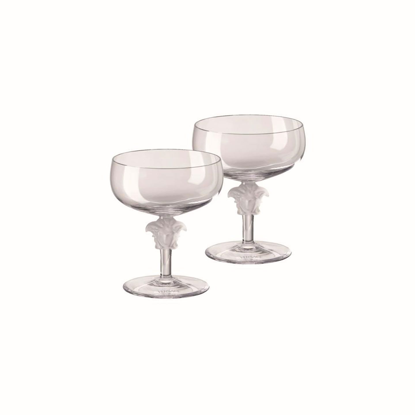 Versace Medusa Lumiere Clear Champagne Saucer Set of Two 10 oz. 69129-110835-48993, MPN: 69129-1108…