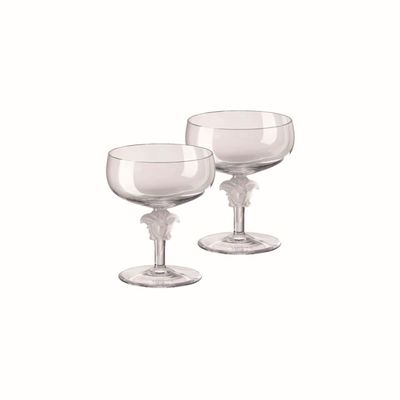 Versace Medusa Lumiere Clear Champagne Saucer Set of Two 10 oz. 69129-110835-48993, MPN: 69129-1108…