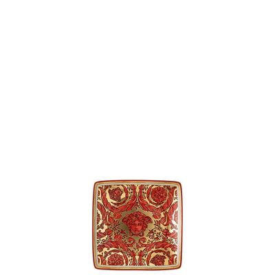 Versace Medusa Garland Red Canape Dish Square 4 3/4 Inch Square 11940-409958-15253, MPN: 11940-4099…