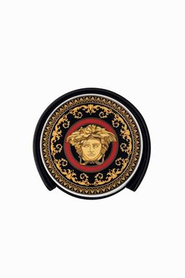 Versace Medusa Red Coaster Porcelain Set 4 Pieces Inch Leather Box 14214-102721-28723, MPN: 14214-1…