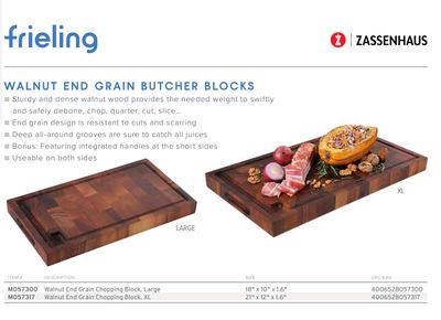 Frieling Walnut Butcher Block 18 X 10 X 1.6 Inch, MPN: M057300, UPC/EAN: 4006528057300