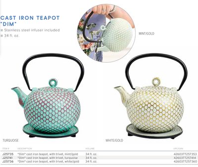 Frieling Dim Cast Iron Teapot with trivet Turquoise 34 fl. oz., MPN: J25741, UPC/EAN: 4260377257414