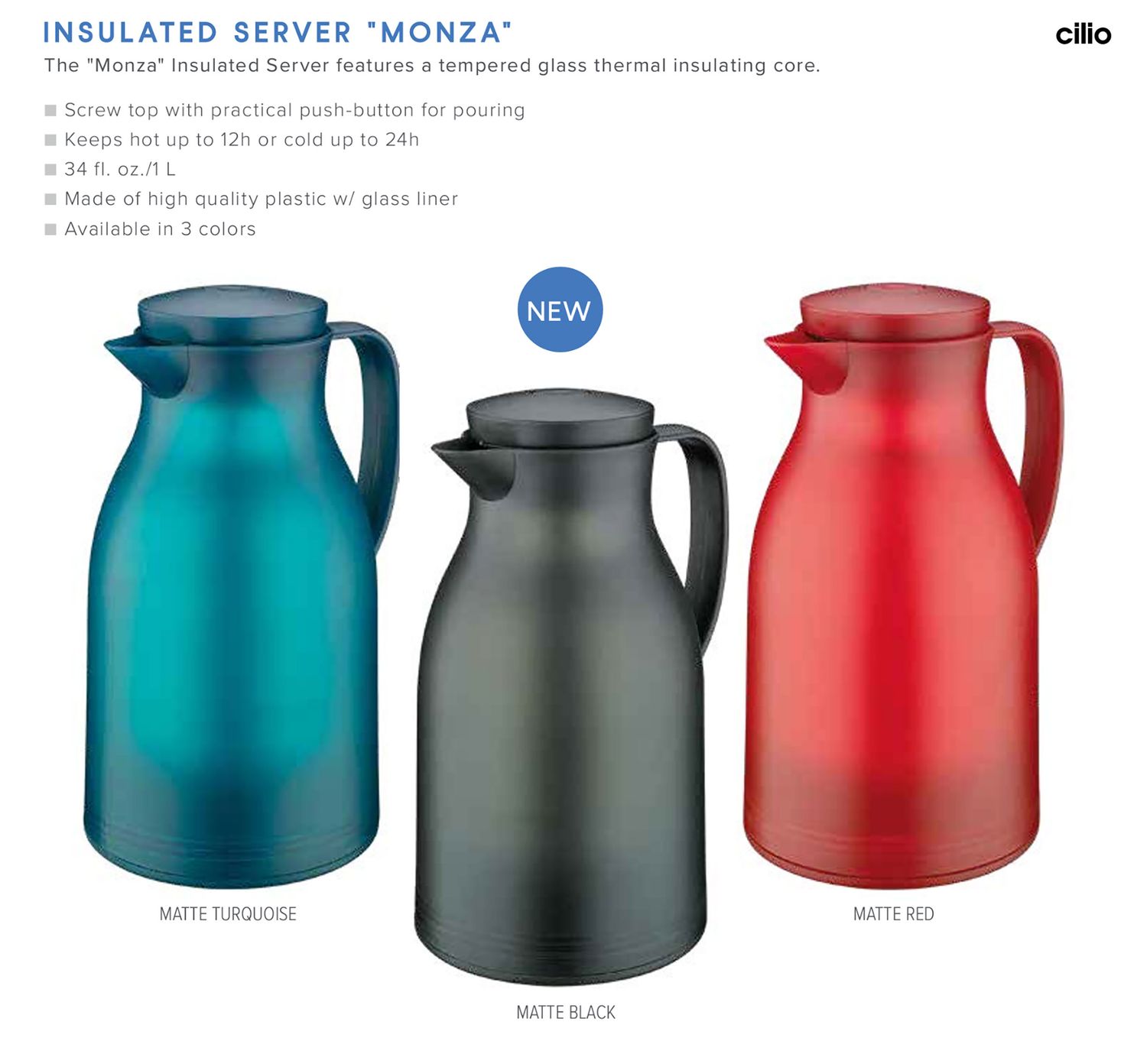 Frieling Monza Insulated Server glass liner Matte Black 34 fl. oz., MPN: C544565, UPC/EAN: 40171665…