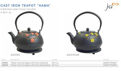 Frieling Hama Cast Iron Teapot with trivet Black Yellow 34 fl. oz., MPN: J25619, UPC/EAN: 426037725…