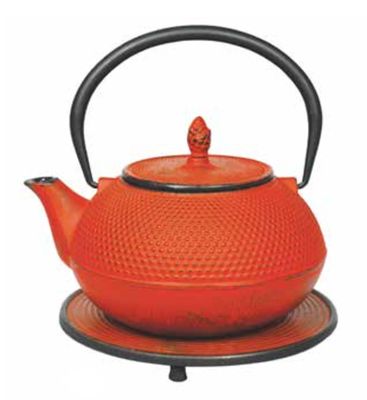 Frieling Arare Cast Iron Teapot with trivet Red 40 fl. oz., MPN: J25910, UPC/EAN: 4260377259104