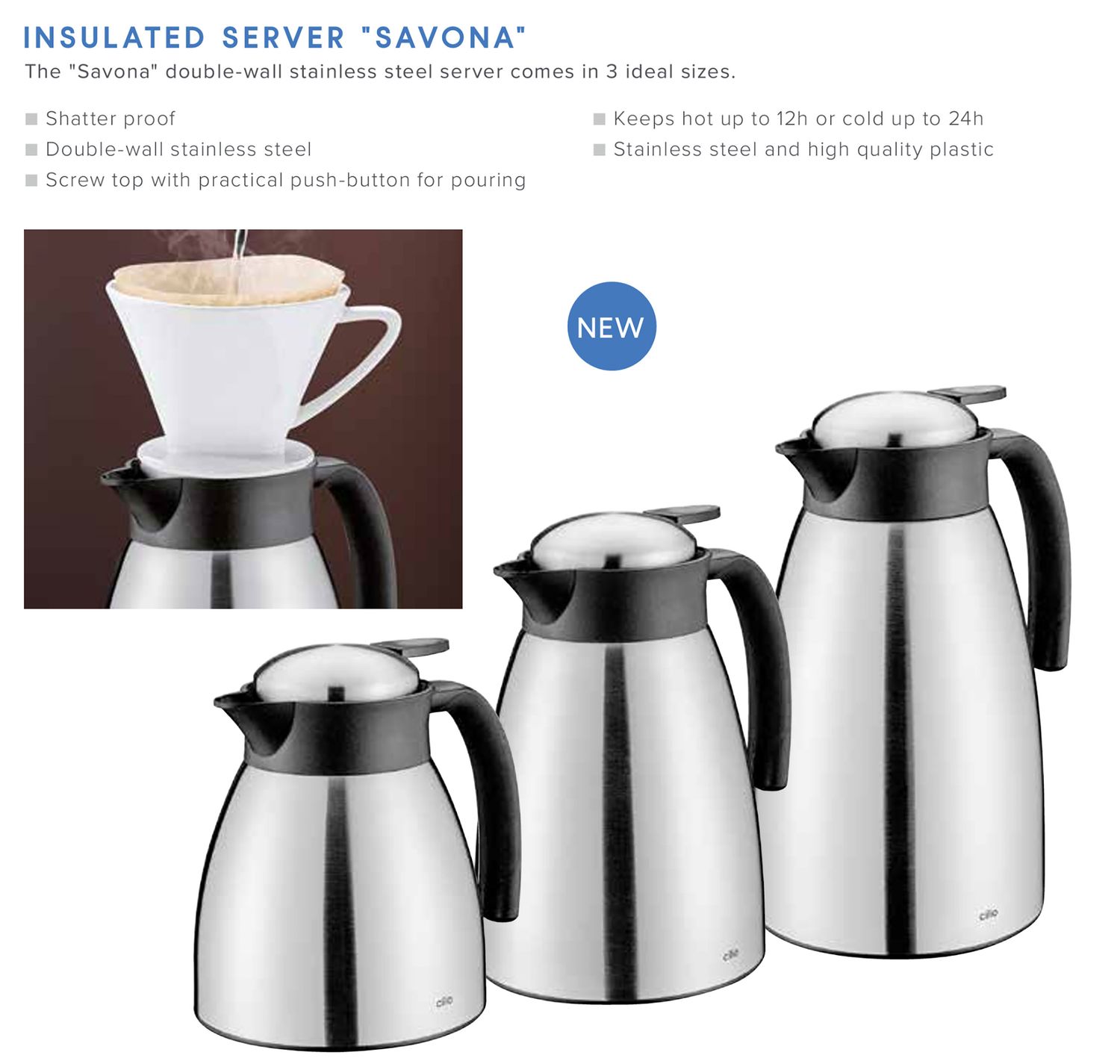Frieling Savona Insulated Server Stainless Steel liner 51 fl. oz., MPN: C544084, UPC/EAN: 401716654…