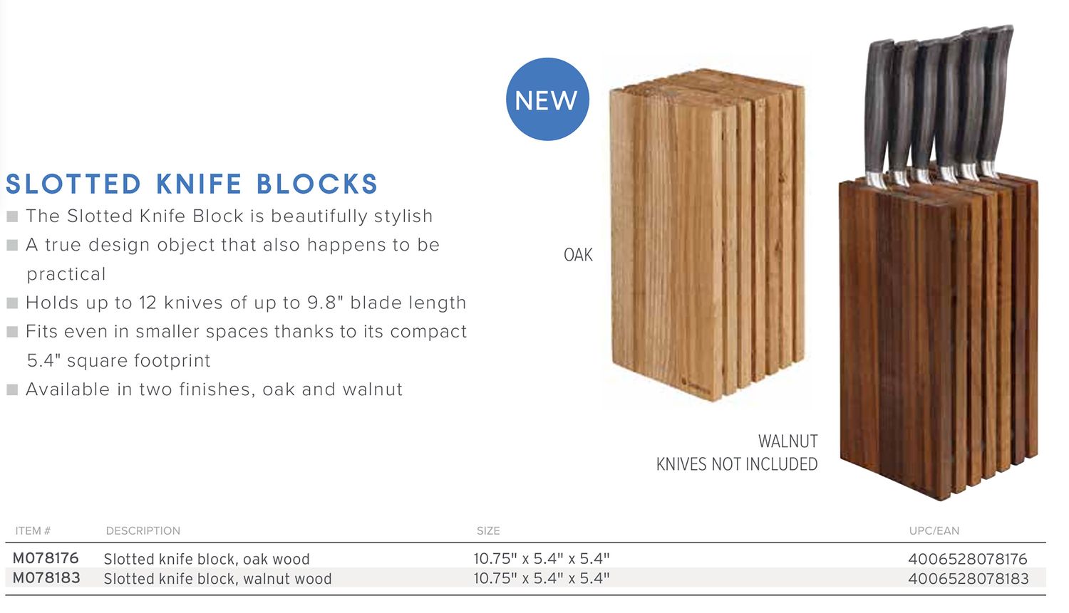 Frieling Slotted Knife Block Oak 5.4 x 5.4 x 10.75 Inch, MPN: M078176, UPC/EAN: 4006528078176