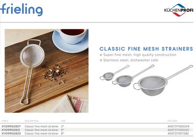Frieling Classic Fine Mesh Strainer Stainless Steel 3 Inch Diameter, MPN: K1109902807, UPC/EAN: 400…
