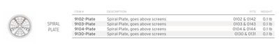 Frieling Spiral Plate-Above Screen-0103 &amp; 0143, MPN: 9103-PLATE, UPC/EAN: 728547999228