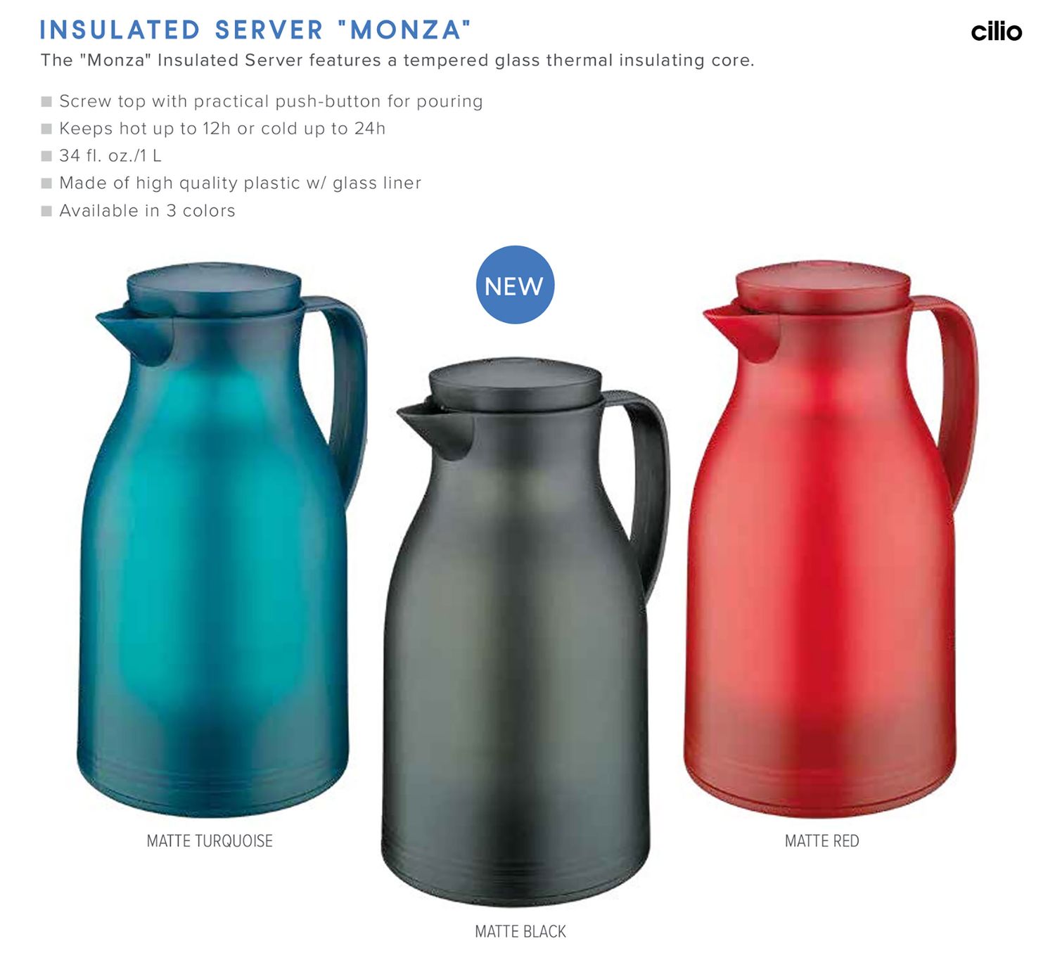 Frieling Monza Insulated Server glasss liner Matte Red 34 fl. oz., MPN: C544558, UPC/EAN: 401716654…