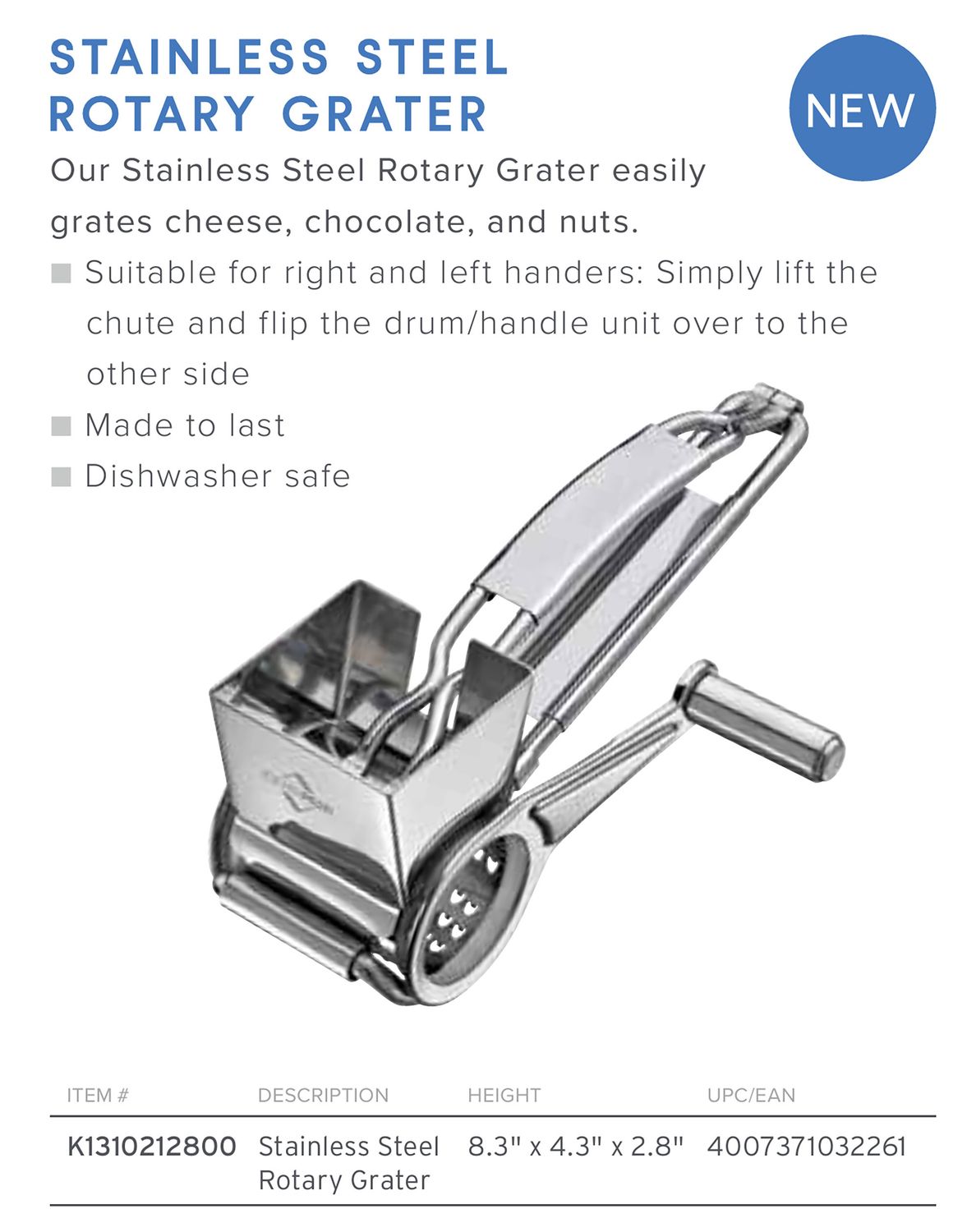 Frieling Stainless Steel Rotary Grater, MPN: K1310212800, UPC/EAN: 4007371032261