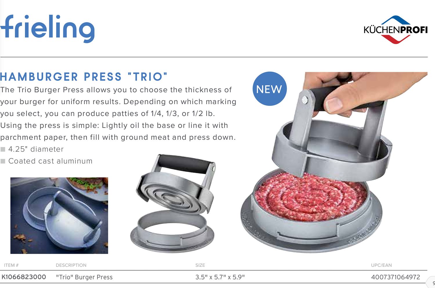 Frieling Trio Burger press, MPN: K1066823000, UPC/EAN: 4007371064972