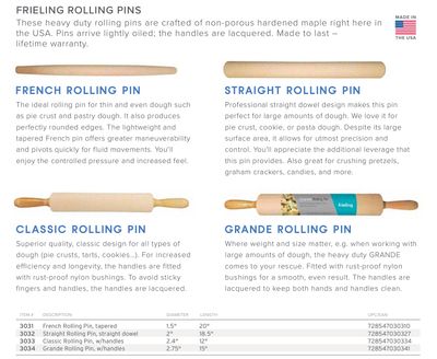 Frieling Classic Baker&#39;s Rolling Pin straight dowel 2 Inch Diameter x 18.5 Inch long, MPN: 3032, UP…