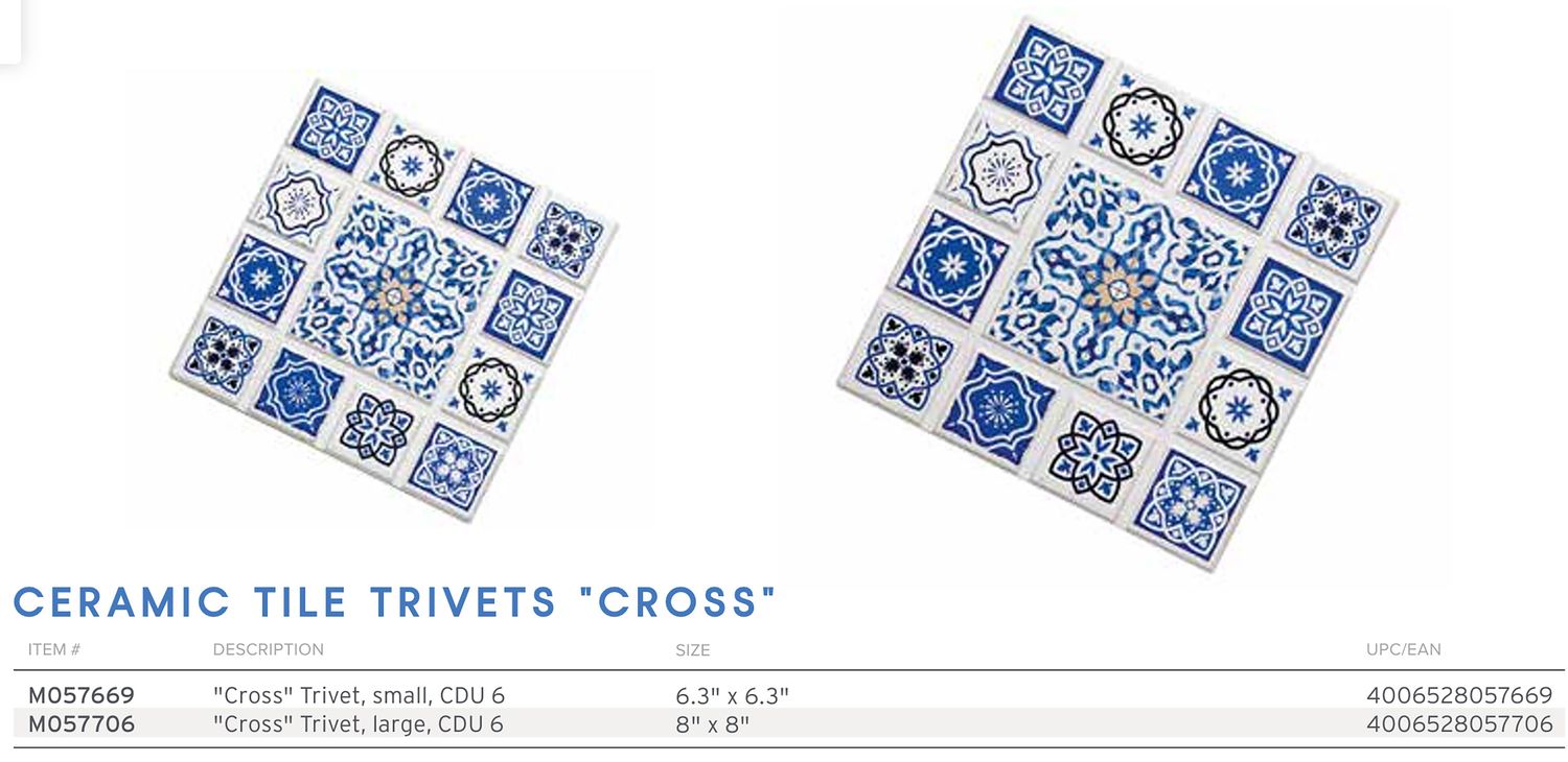 Frieling Agadir Cross Ceramic Tile Trivet 6.3 X 6.3 Inch, MPN: M057669, UPC/EAN: 4006528057669