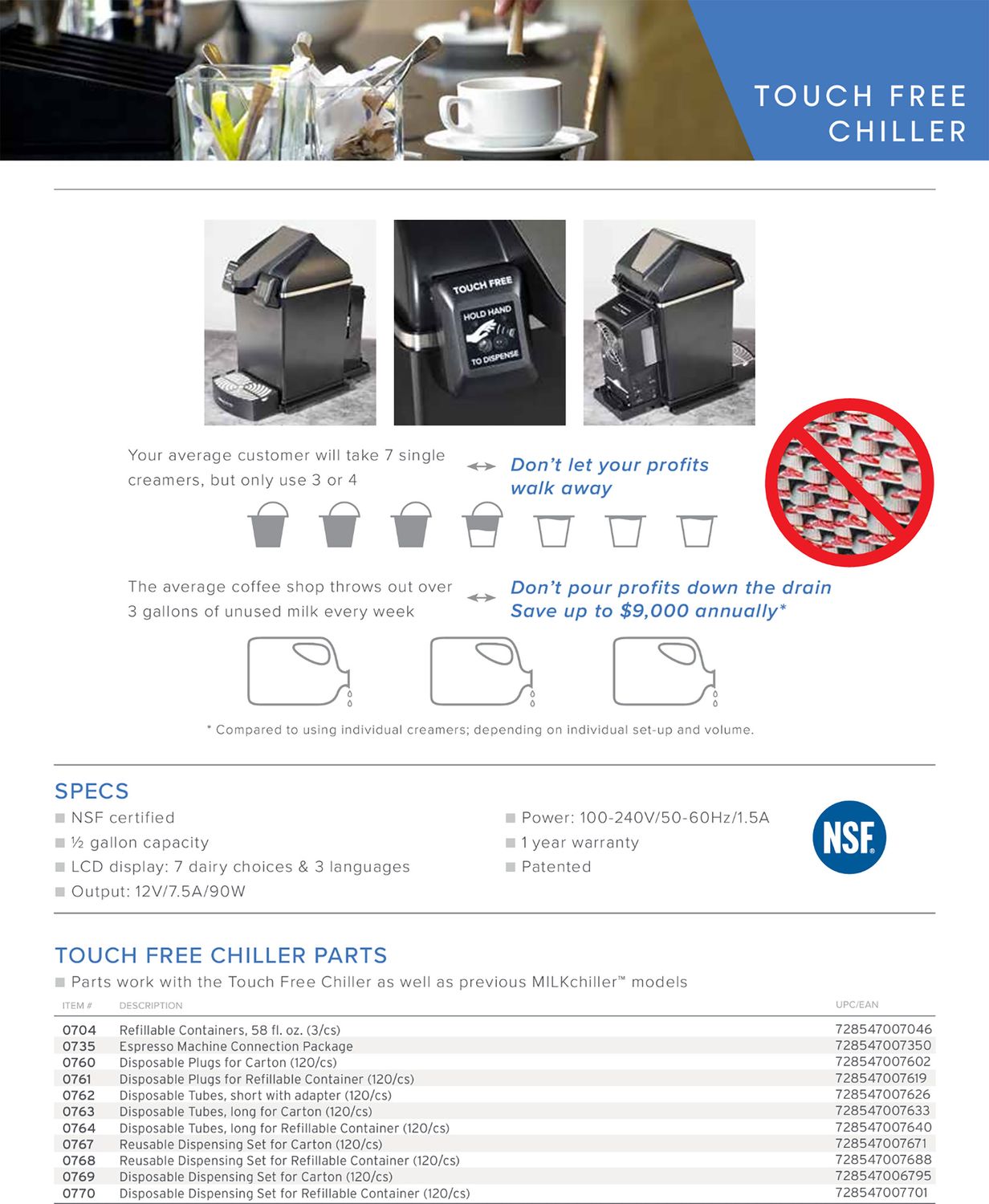 Frieling Disposable Adapter Plugs for Milk Carton 120 cs, MPN: 760, UPC/EAN: 728547007602