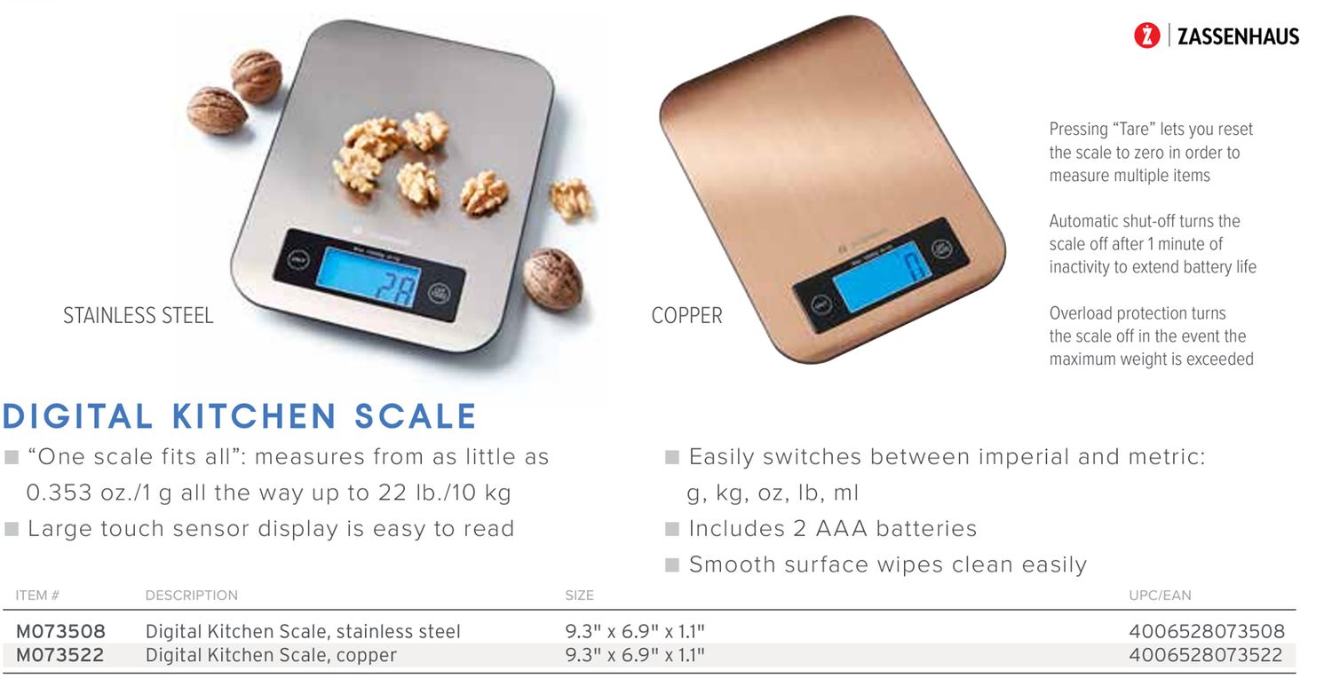 Frieling Pure Digital Kitchen Scale Copper 9.3 x 6.9 x 1 Inch, MPN: M073522, UPC/EAN: 4006528073522
