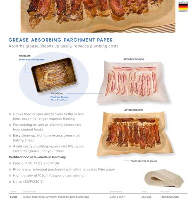 Frieling Grease absorbing parchment sheets 250 Pieces per box 24.5 x 16.5 Inch, MPN: 6008, UPC/EAN:…