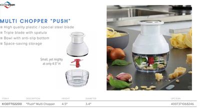 Frieling Push Multi Chopper 3.4 Inch Diameter x 4.5 Inch, MPN: K1307702200, UPC/EAN: 4007371068246