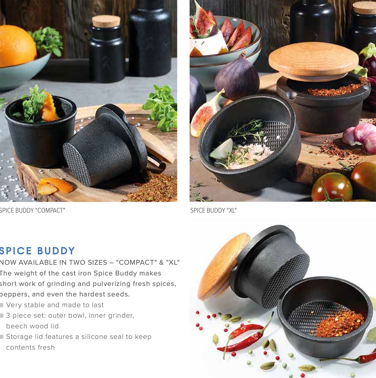 Frieling XL Spice Buddy cast iron with beech wood lid 3.8 Inch H, MPN: M076141, UPC/EAN: 4006528076…