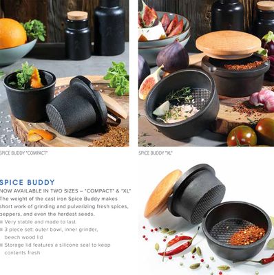 Frieling XL Spice Buddy cast iron with beech wood lid 3.8 Inch H, MPN: M076141, UPC/EAN: 4006528076…